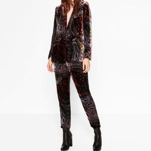 Zara Velvet Paisley Printed Suit